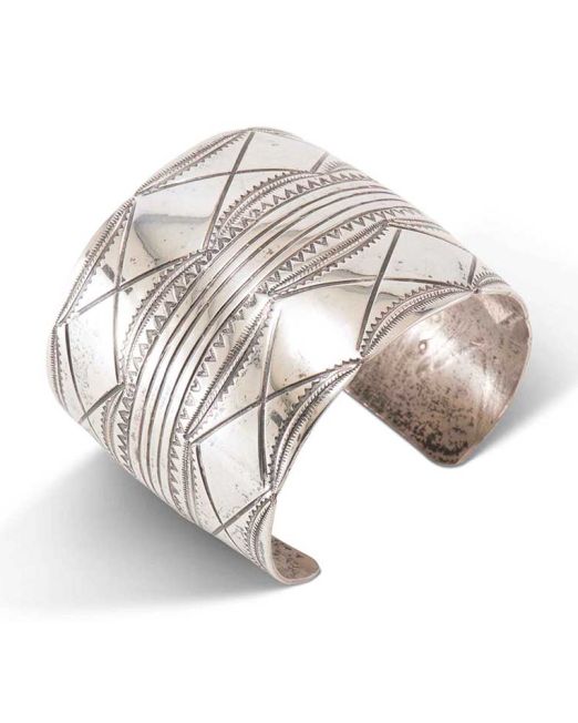 Wide Stamped Silver Cuff
