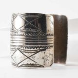 Wide Stamped Silver Cuff