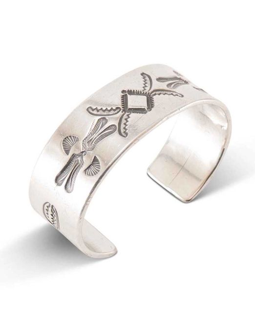 Vintage Navajo Stamped Silver Cuff Circa 1950s