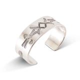 Vintage Navajo Stamped Silver Cuff Circa 1950s