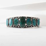 Navajo Guild Blue Gem Turquoise Row Cuff