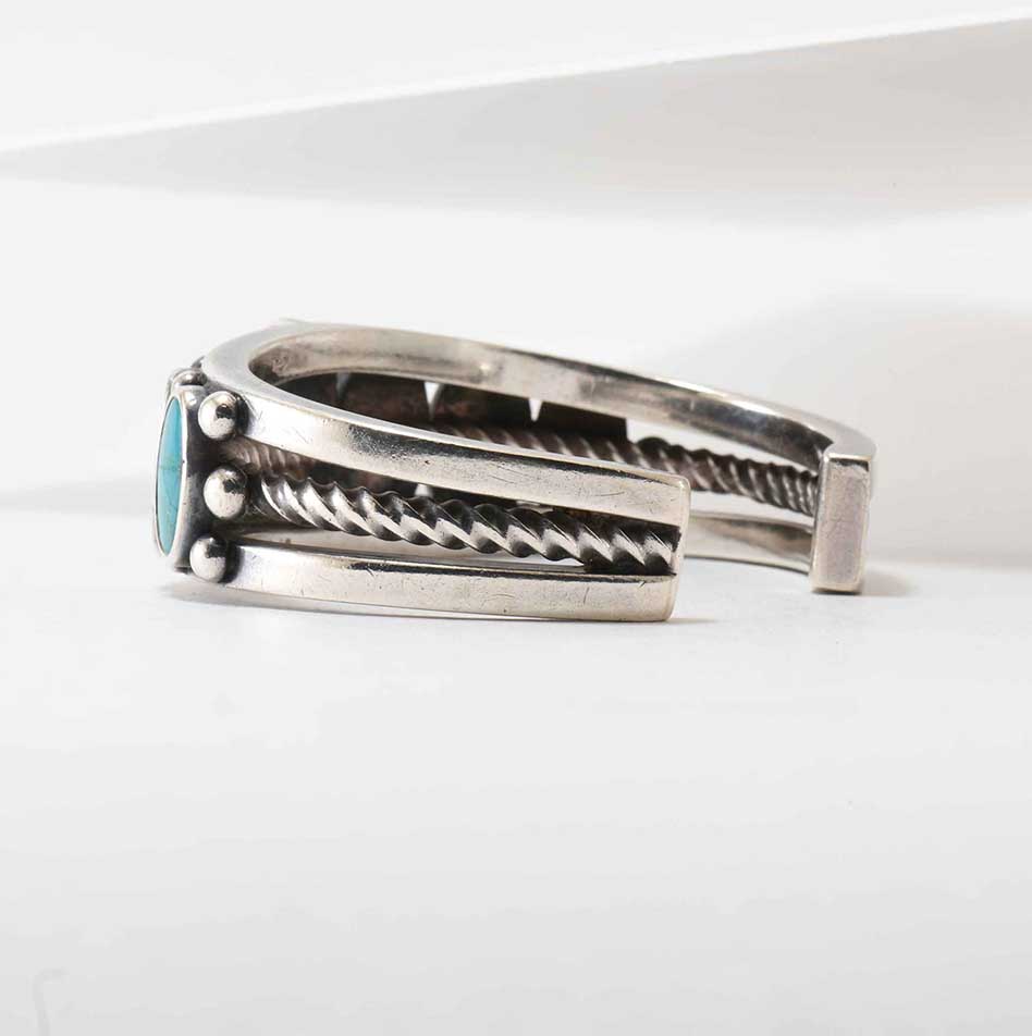 Navajo Guild Blue Gem Turquoise Row Cuff