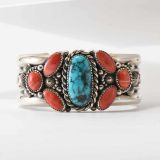 Jeanette Dale Turquoise and Spiny Oyster Shell Cluster Cuff