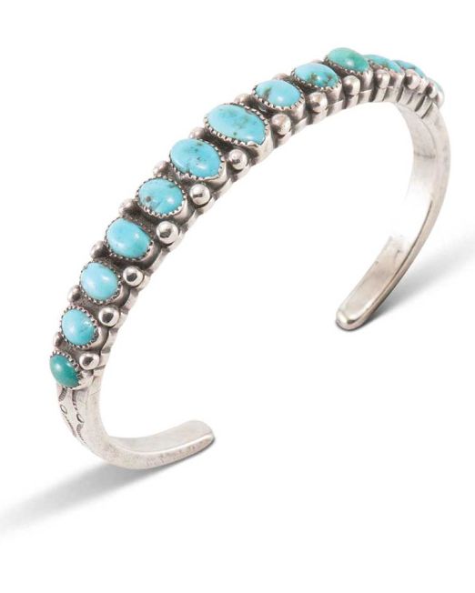 Vintage Navajo Turquoise Row Cuff Circa 1920s