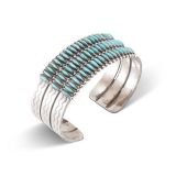 Zuni Turquoise Needlepoint Wide Cuff
