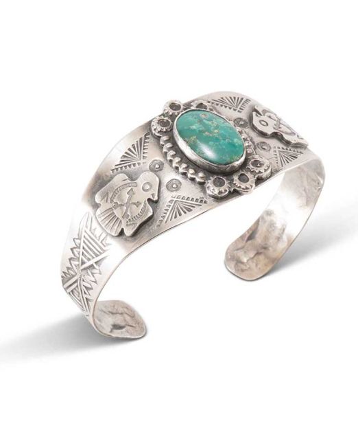 Fred Harvey Era Turquoise and Thunderbird Cuff