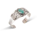 Fred Harvey Era Turquoise and Thunderbird Cuff