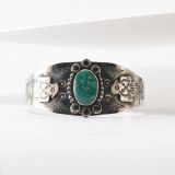 Fred Harvey Era Turquoise and Thunderbird Cuff