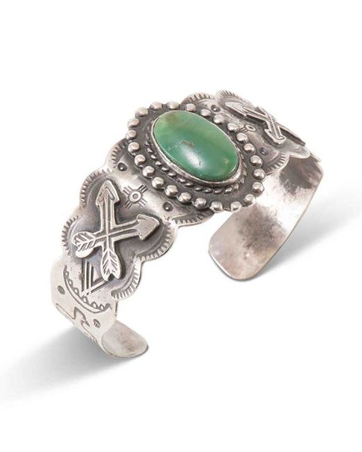 Fred Harvey Era Turquoise and Crossed Arrows Cuff