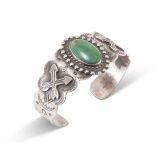 Fred Harvey Era Turquoise and Crossed Arrows Cuff