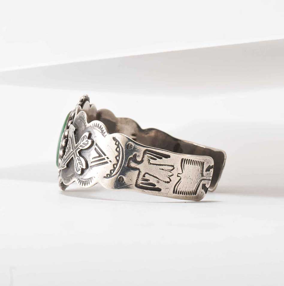 Fred Harvey Era Turquoise and Crossed Arrows Cuff