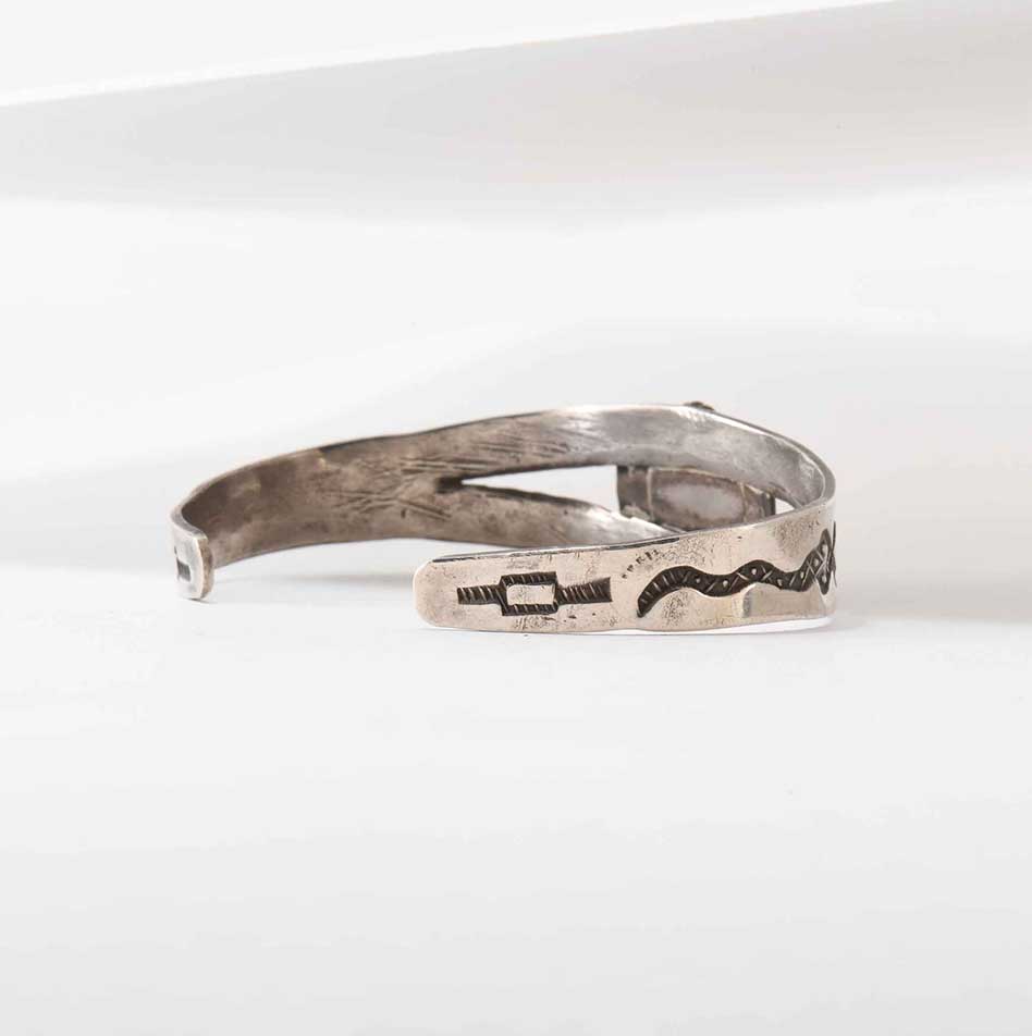 Fred Harvey Era Turquoise and Stamped Silver Cuff
