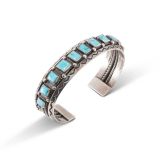 Vintage Navajo Turquoise Row Cuff Circa 1940s