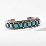 Vintage Navajo Turquoise Row Cuff Circa 1940s