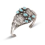 Vintage Navajo Silver and #8 Turquoise Cuff