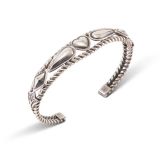 Sterling Silver Twisted Wire Repoussé Heart Cuff