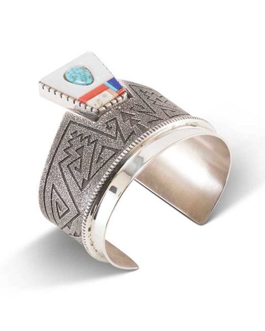 Richard Tsosie Multi Stone Inlay and Overlay Cuff