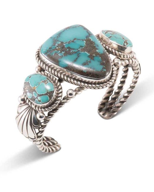 Alex Sanchez Three Stone Turquoise and Twisted Wire Cuff