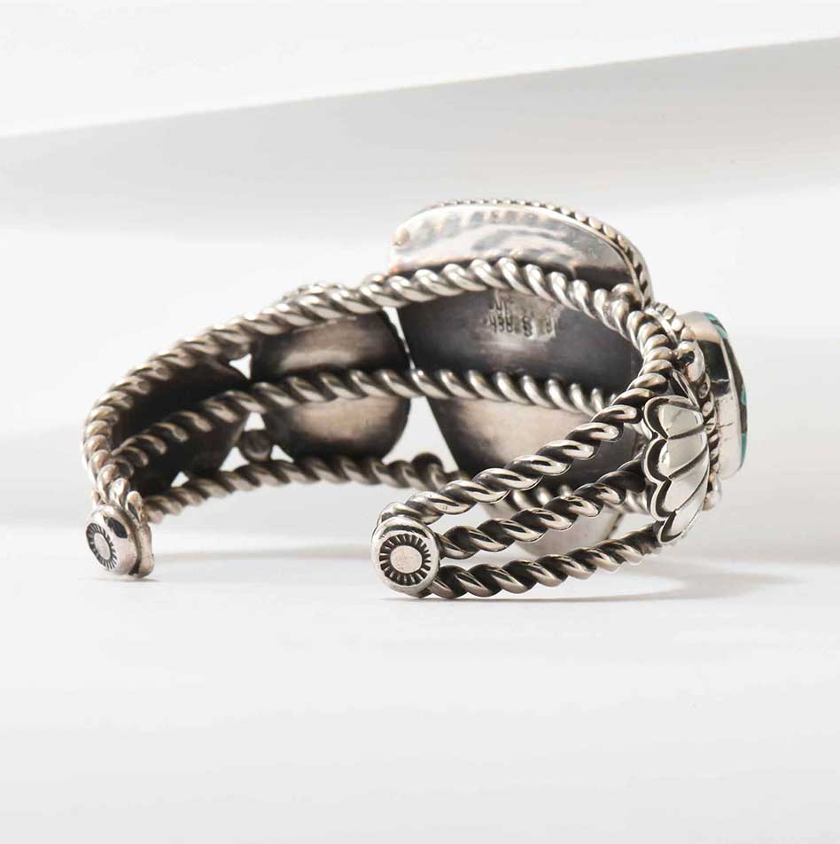 Alex Sanchez Three Stone Turquoise and Twisted Wire Cuff