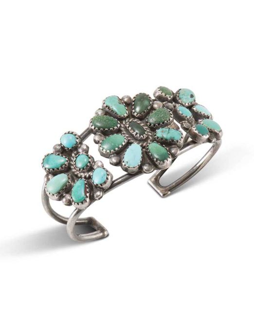 Vintage Navajo Turquoise Cluster Child Cuff Circa 1940s