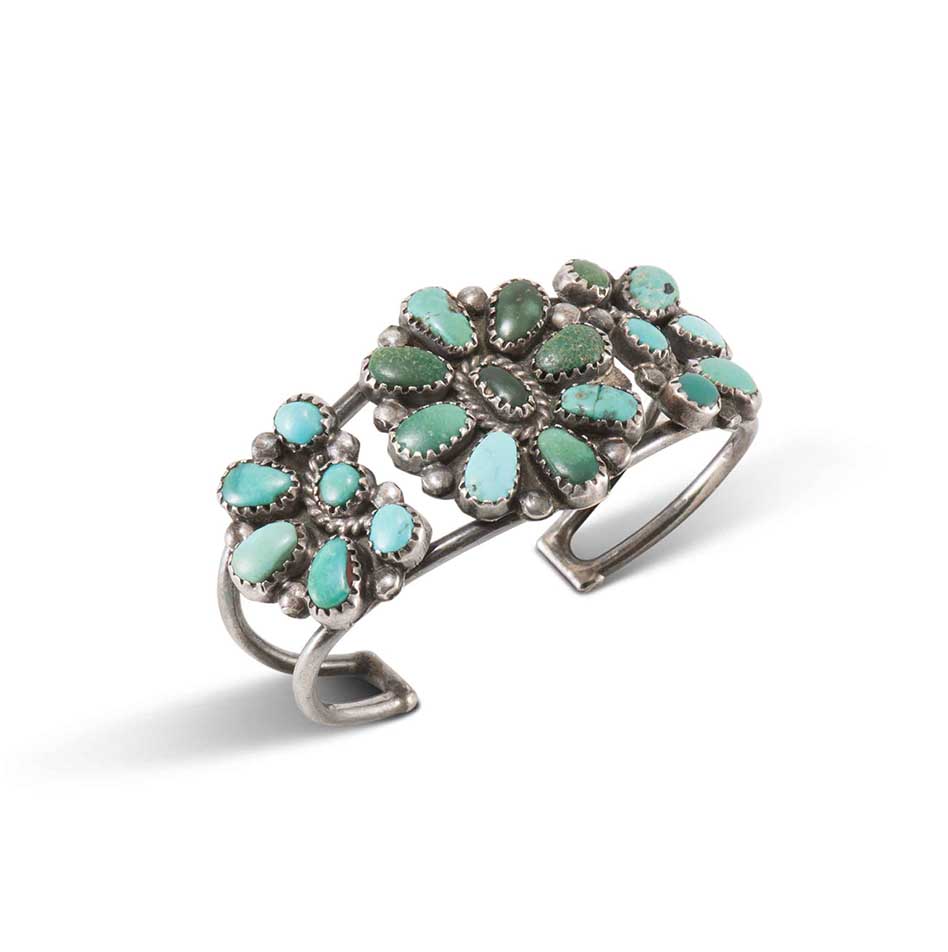 Vintage Navajo Turquoise Cluster Child Cuff Circa 1940s