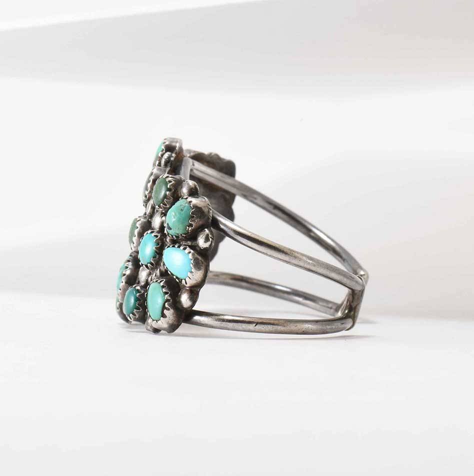 Vintage Navajo Turquoise Cluster Child Cuff Circa 1940s