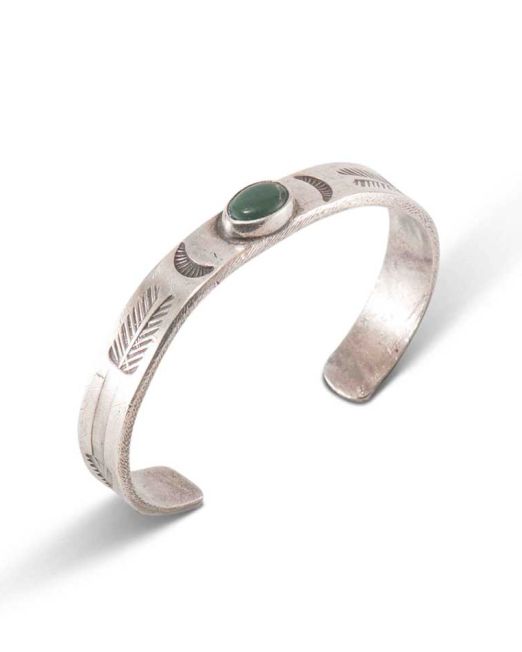 Vintage Stamped Silver and Turquoise Child Cuff First Quarter 20th Century