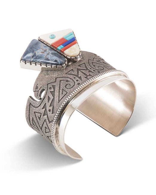 Richard Tsosie Multi Stone Inlay and Overlay Cuff with African Pietersite