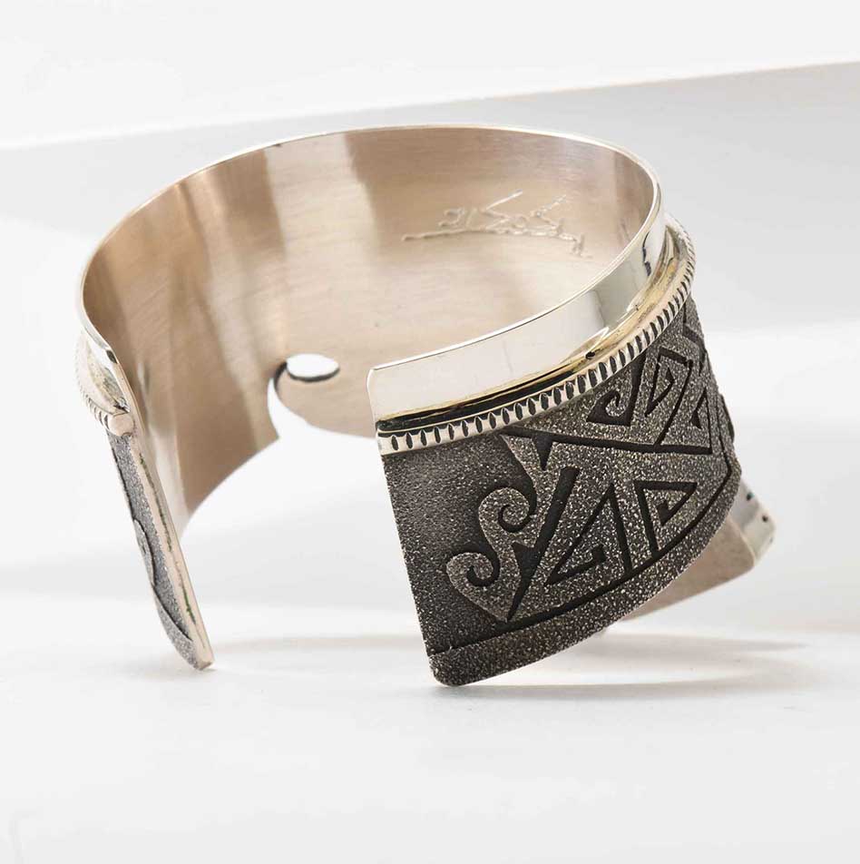 Richard Tsosie Multi Stone Inlay and Overlay Cuff with African Pietersite