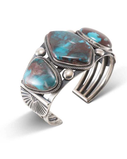 Paul J Begay Three Stone Bisbee Turquoise Cuff