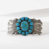 Vintage Navajo Turquoise Heart Cluster Cuff