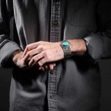 Fred Harvey Era Stamped Silver and Turquoise Wide Cuff