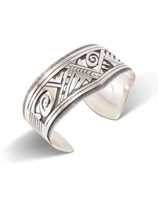 Michael Kabotie Sterling Silver Overlay Cuff