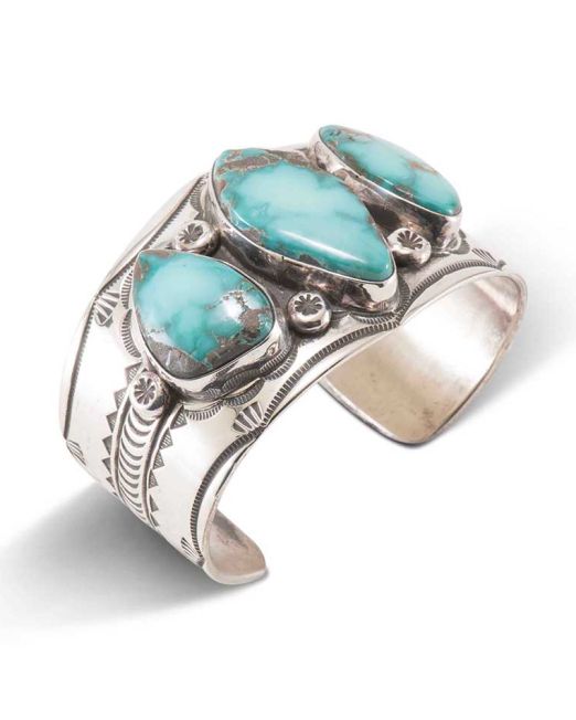 Alex Sanchez Three Stone Turquoise Wide Cuff
