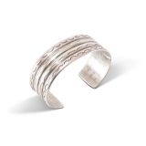 Vintage Navajo Stamped Ingot Silver Cuff First Quarter 20th Century