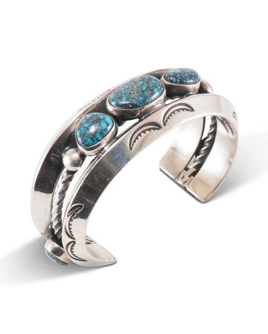 Vintage Navajo Lone Mountain Turquoise Cuff Circa 1940s