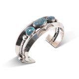 Vintage Navajo Lone Mountain Turquoise Cuff Circa 1940s