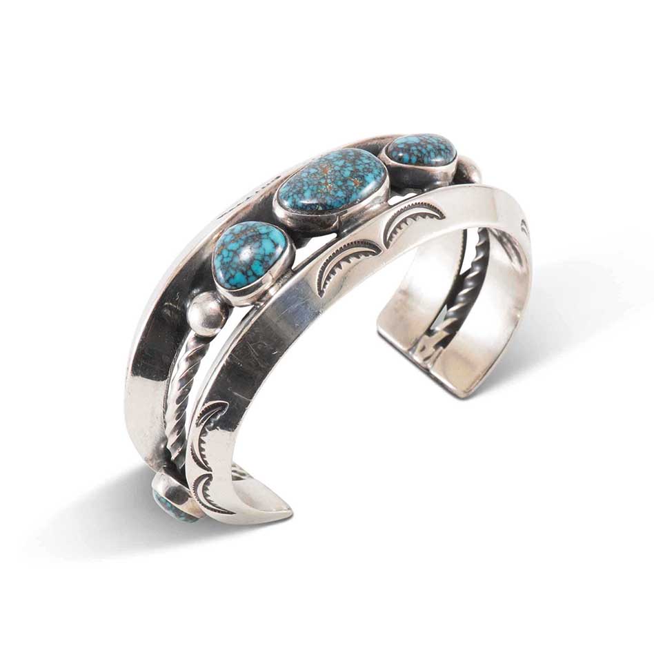 Vintage Navajo Lone Mountain Turquoise Cuff Circa 1940s