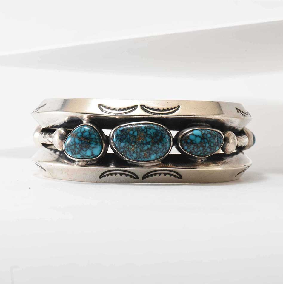 Vintage Navajo Lone Mountain Turquoise Cuff Circa 1940s