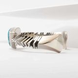 Isaiah Ortiz Hand Cut Sterling Silver Cuff with Royston Turquoise