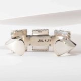 Isaiah Ortiz Three Stone Spiny Oyster Shell Hand Cut Sterling Silver Cuff