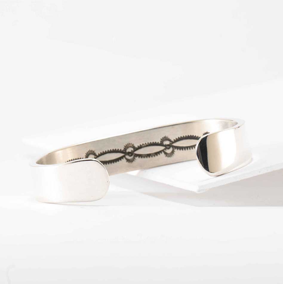Bruce Morgan Stamped Sterling Silver Cuff - Four Winds Gallery