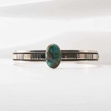 Bruce Morgan Turquoise and Stamped Sterling Silver Cuff