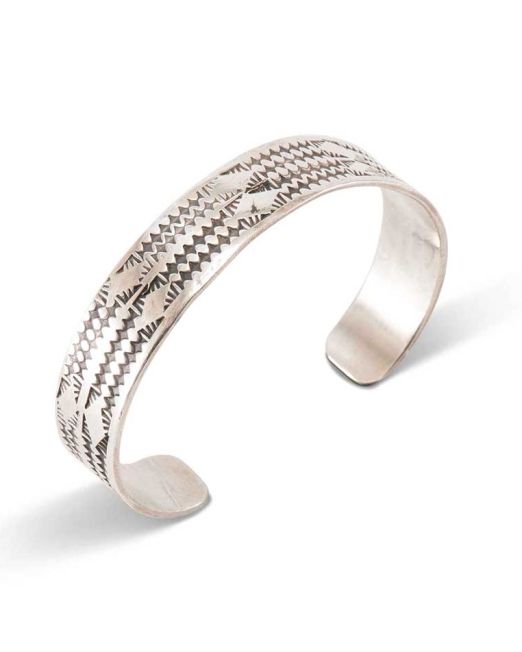 Vintage Navajo Stamped Silver Cuff