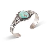 Fred Harvey Era Turquoise Cuff with Dog Motif
