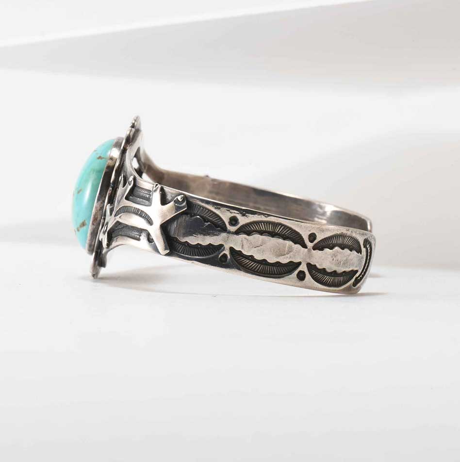 Fred Harvey Era Turquoise Cuff with Dog Motif