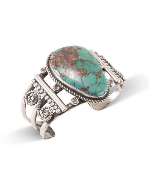 Alex Sanchez Turquoise and Twisted Wire Swirl Cuff