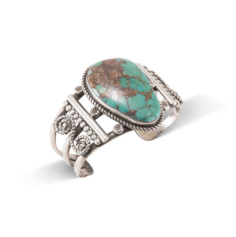 Alex Sanchez Turquoise and Twisted Wire Swirl Cuff