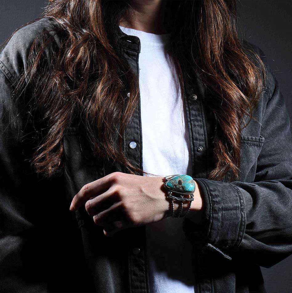 Alex Sanchez Turquoise and Twisted Wire Cuff