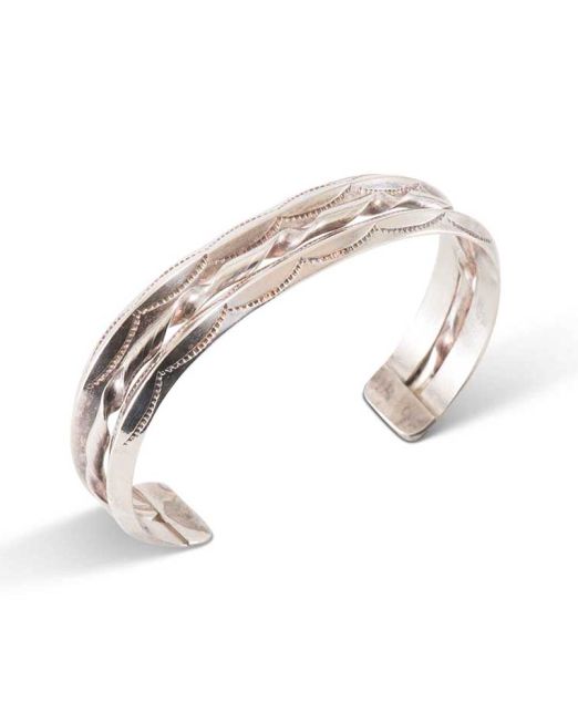 Stamped Silver and Twisted Wire Cuff